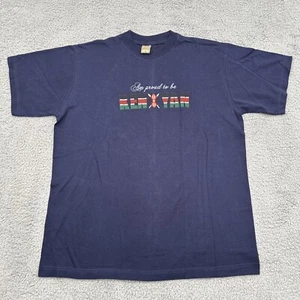 Vintage Image Mens XL Blue Cotton T Shirt Embroidered AM PROUD TO BE KENYAN Tee - Picture 1 of 17