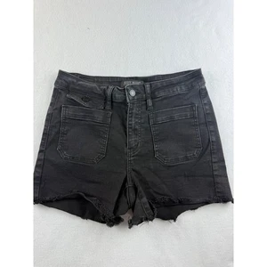 Judy Blue Los Angeles Black Denim Shorts Frayed Hem Utility Pockets - Picture 1 of 8