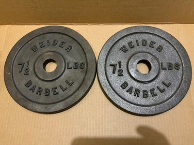 "Lote de 2 placas de peso Weider Barbell de 7 1/2 libras agujero de 1""" Foto 1 de 4