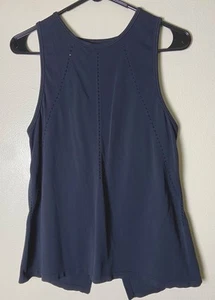 Athleta Womens SMALL  Foothill Seamless Black Tank Top High Neck Split Back - Picture 1 of 3