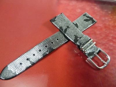 CINTURINO OROLOGIO 18 mm NERO ARGENTO STAMPA SERPENTE CINTURINO PELLE 1828 - Immagine 1 di 2