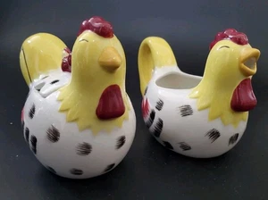 Chestnut Creek Rooster & Hen Covered Sugar & Creamer Set Rustic Farmhouse Whimsy - Picture 1 of 15