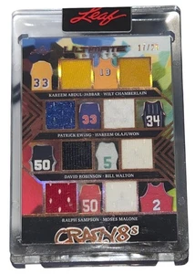 Leaf Crazy8s 17/25 Kareem Wilt Hakeem Ewing NBA Legends Game Used Jersey Card - Picture 1 of 6