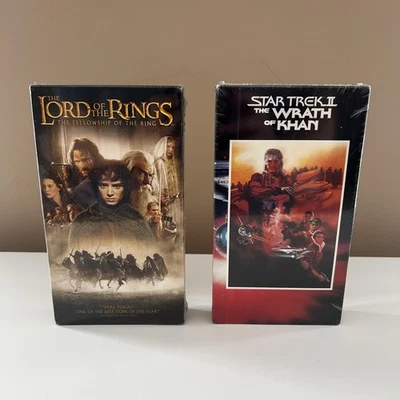 Sealed Lord of the Rings Fellowship VHS Star Trek II Wrath of Khan VHS Movie Lot - Image 1 of 4