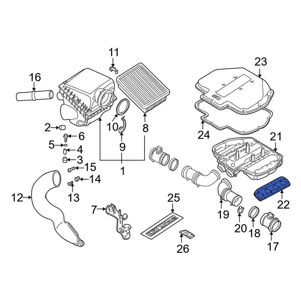For BMW Z8 2000-2003 BMW 11611406637 Left Engine Air Intake Resonator Seal Foto 1 de 1