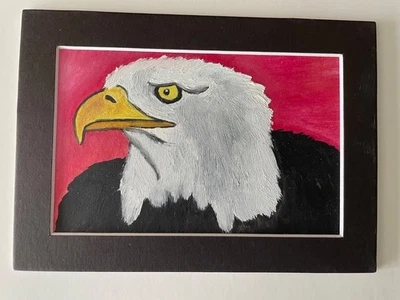 Pintura al óleo original 5 x 7 pulgadas incluyendo águila negra mate-envío gratuito Foto 1 de 4