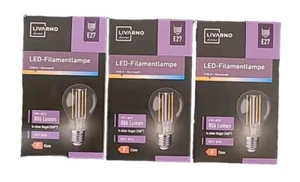 Filamentlampe 3x LIVARNO LUX LED Glühbirne Lampe Leuchtmittel 8 Watt 806 Lumen - Bild 1 von 5