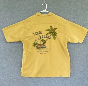 Tommy Bahama Shirt Mens Large Gold Short Sleeve Channel Surfing SIlk Blend Beach - Bild 1 von 16