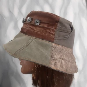 Denim patchwork hat, Boho jean hat in street fashion style, Boro patch hat - Picture 1 of 11