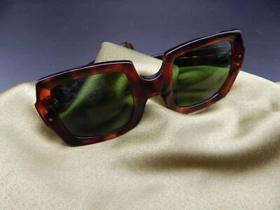 Vintage French Squared Sunglasses Thick Tortoise Shell Acetate Frame 50-18 135MM - Image 1 of 4