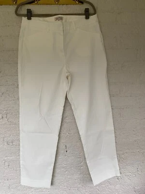 Calça cropped elástica mistura rayon branca designer Nanette Lepore tamanho 12 - Imagem 1 de 4