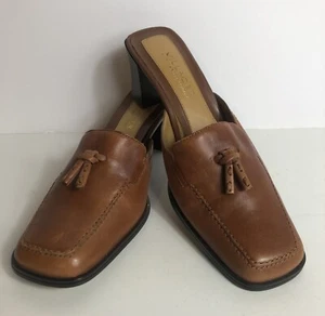Villager Bogey Leather Mules Shoes ~ Liz Claiborne ~ Brown ~ Women’s Size 6.5 - Picture 1 of 9