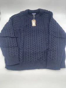 🔥🗻New Patagonia Recycled Wool Unisex Cable-Knit Crewneck Sweater, Men SZ Large - Picture 1 of 7