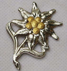 WWII German Officer Edelweiss Mountain Metal Cap Badge Insignia-GM005 - Picture 1 of 4