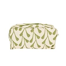 VTG Y2k CLINIQUE Ivory Green Cosmetic Makeup Bag Canvas Retro Plant Print Lined