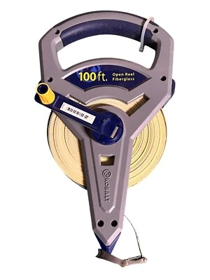 Kobalt 100 Foot Open Reel Measuring Tape Tool Hand Crank Double Coated Gray - Image 1 of 3