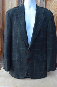 Vtg Chaps Ralph Lauren Green Plaid Scottish Wool Suit Jacket Sport Coat  42R - Picture 1 of 6