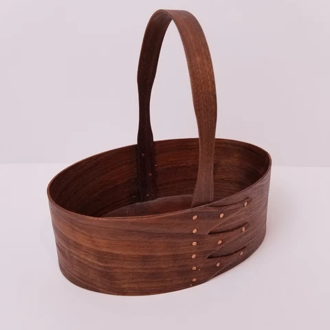 Shaker Style Walnut Bent Wood Basket Handle Copper Rivets Artisan Made 8.5" long Cover