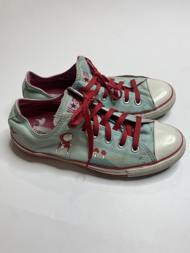 Converse ALL STAR UNISEX Aqua w Hot Pink LOW TOP SNEAKERS SHOES Size 3