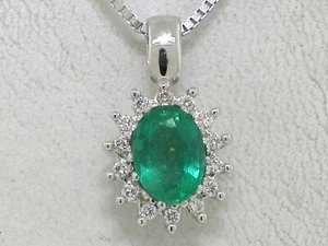 Smaragd Anhänger 585 Weißgold 14Kt Gold natürlicher Smaragd 14 Brillanten - Bild 1 von 5