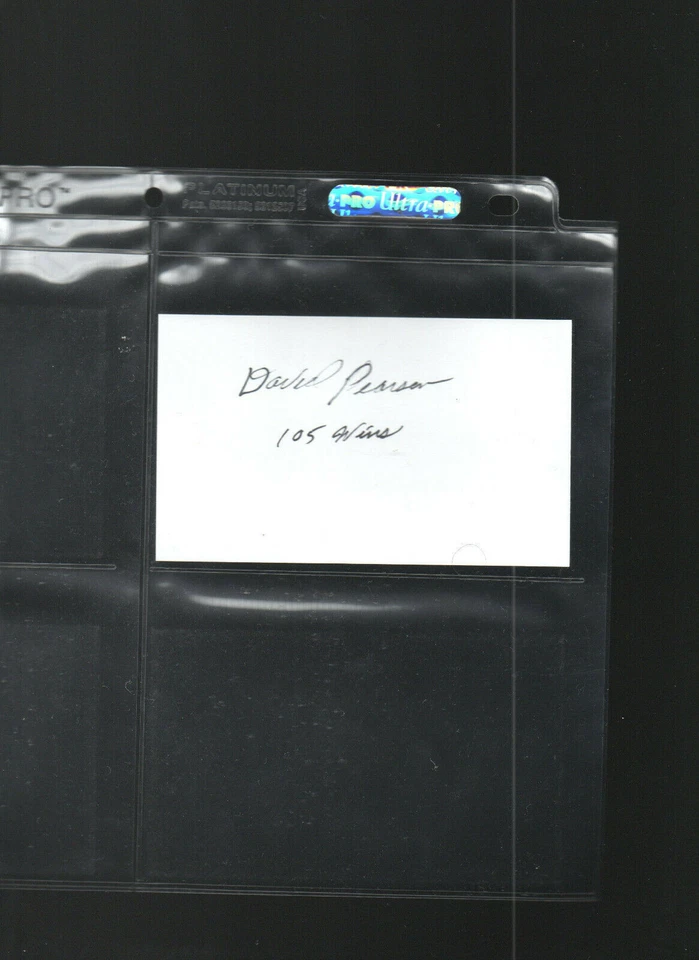 TARJETA ÍNDICE DAVID PEARSON CON "105 VICTORIAS" AUTOGRAFIADA/AUTOMÁTICA/FIRMADA A MANO 3X5 C Foto 1 de 1