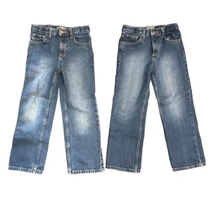 Cat Jack Boys 7 Blue Jeans Straight Adjustable Waist Snap Closure Medium Wash - Picture 1 of 10