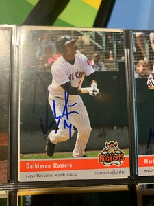 Deibinson Romero Autographed minor league baseball card New Britain rock cats