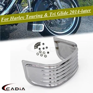 Chrome Ribbed Front Fender Trim Skirt For Harley Touring Electra Glide Road King - Picture 1 of 7