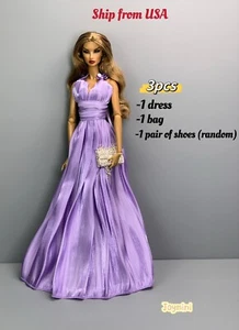 Vestido para muñeca de moda de 11,5"" vestido largo Nuface FR moda realeza piedra de seda 1/6 - Imagen 1 de 14