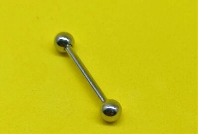 piercing per lingua o orecchio, 1.6 in acciaio con teste a pallina, lungo 14mm - Immagine 1 di 2
