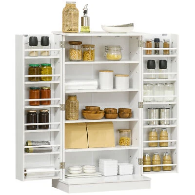 Mueble de Almacenamiento Despensa Alimentos Cocina 41" con Puertas y Estantes Ajustables Blanco Foto 1 de 4