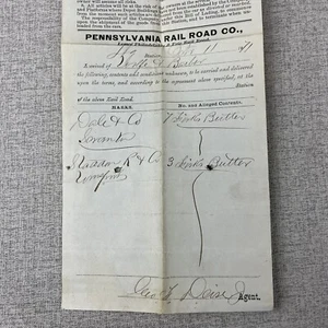 1871 Pennsylvania Railroad Formular #22 Versandvertrag mit Unterschriften - Bild 1 von 7