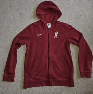 Nike Liverpool Boys Hoodie Size L (Age 12-13) Red Hooded Sweatshirt Tracksuit - Picture 1 of 8