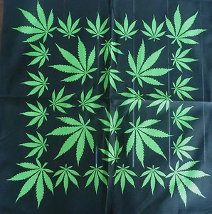 1x100% Algodón 'BANDANA CÁÑAMO' (55cmx55cm) NUEVO CON ETIQUETAS VERDE Y NEGRO - Imagen 1 de 7