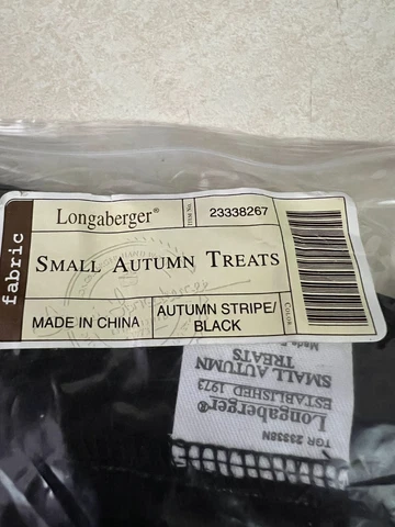 Longaberger Liner for Small Autumn Treats Basket:  Black Autumn Stripe - MIP! Cover