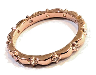 Anillo Pandora ROSA, pétalos de flores, #188791C01, chapado en oro rosa, circonita cúbica transparente, tamaños Foto 1 de 4