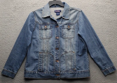 Chaqueta vaquera L.A. Blues Trucker para mujer 14/16W azul denim manga larga botón delantero Foto 1 de 4