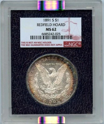 1891 S $1 Morgan Dollar Redfield Hoard NGC MS62 - Image 1 of 2