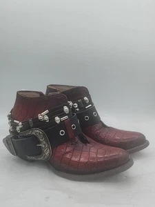 Freebird By Steven Saloon Women’s Sz 8 Black Cherry Croc Western Ankle Boots - Picture 1 of 8