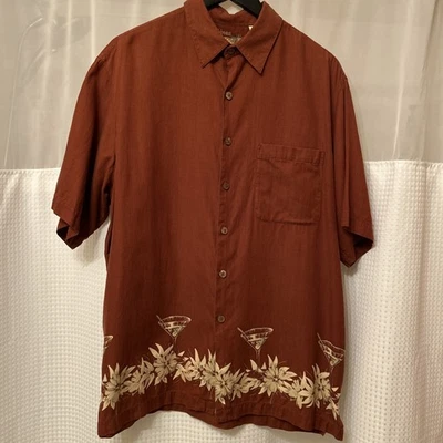 Camisa caribeña de mezcla de seda para hombre, talla: LG, usada holgada pecho: 48 pulgadas  Foto 1 de 4