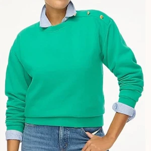 J. Crew Factory Sweatshirt Womens Button-shoulder Pullover Dublin Green 2X NEW - Picture 1 of 8