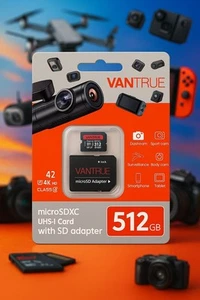 Vantrue microSD 512GB, Memory Card 4K, Nintendo Switch, Action cameras, Drones - Picture 1 of 2