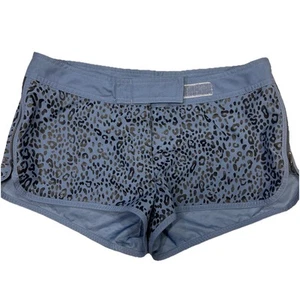 Stella McCartney Adidas Blue Leopard Print Athletic Shorts Side Zippers XS - Picture 1 of 8