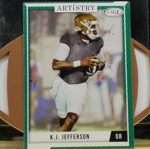 Tarjeta de fútbol americano 2024 SAGE ARTISTRY #14 *** K.T. JEFFERSON *** Borde verde - Imagen 1 de 2