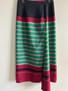 Gonna donna vintage a righe taglia media nera rossa verde boho retrò - Foto 1 di 3
