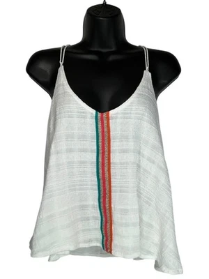 Camiseta sin mangas PPLA Leela Cami talla L blanca multicolor punto rayas cuello mezcla de algodón Foto 1 de 4