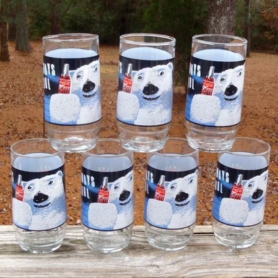 Juego De Colección De 7 Vasos Coca-Cola POLAR BEAR "Always Cool" 16 OZ EXUC. Foto 1 de 4
