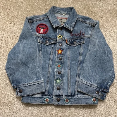 Chaqueta de Camionero LEVIS Naranja Tab LVC Bordada Punto de Cadena Denim Pequeña Japón Foto 1 de 4