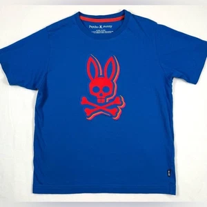 PSYCHO BUNNY Jungen Grafik T-Shirt blau 3D Skull Bunny Logo M 10-12 Streetwear Pima - Bild 1 von 10