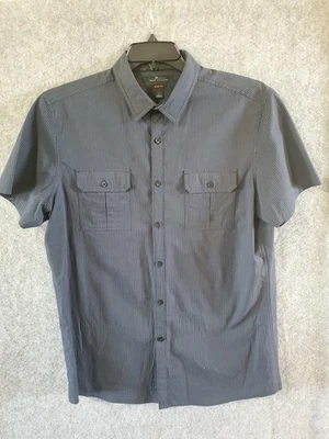 Camisa Marc Anthony Talla L 44"×32" Hombre S/S Negra Tira Botón Algodón #1382 Foto 1 de 4